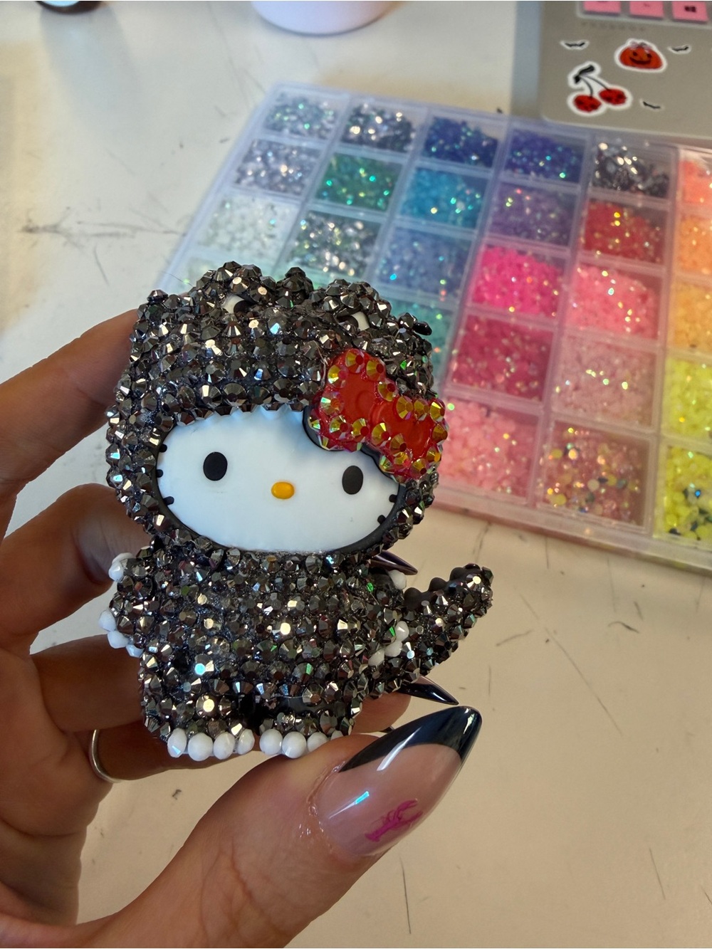 Custom bedazzled Hello Kitty x Godzilla !